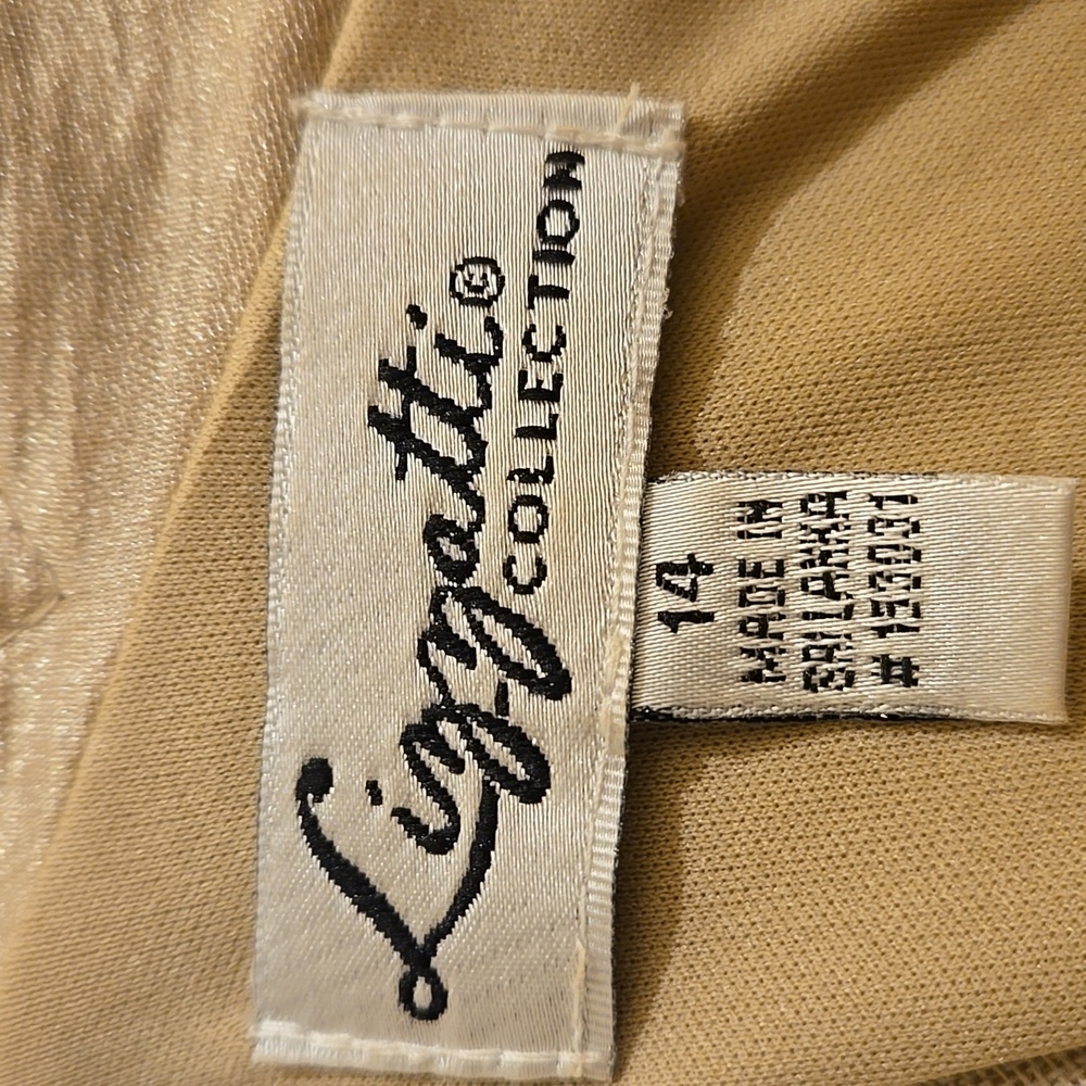 Lixatti Collection pale gold sleeveless evening dress Sz 14 - Picture 6 of 8